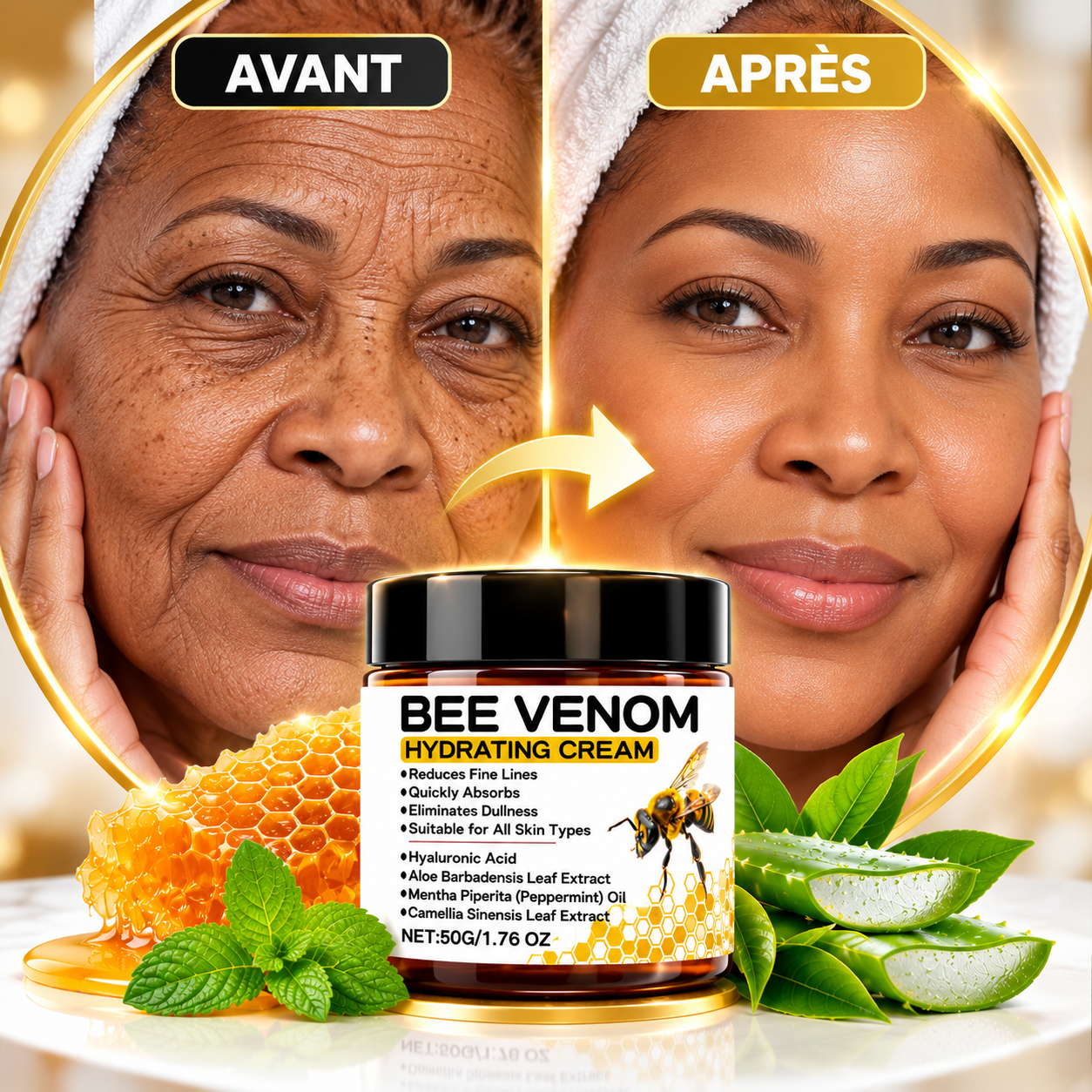 🐝 Vergetures, rides, peau marquée : retrouvez une peau visiblement plus lisse et rajeunie !