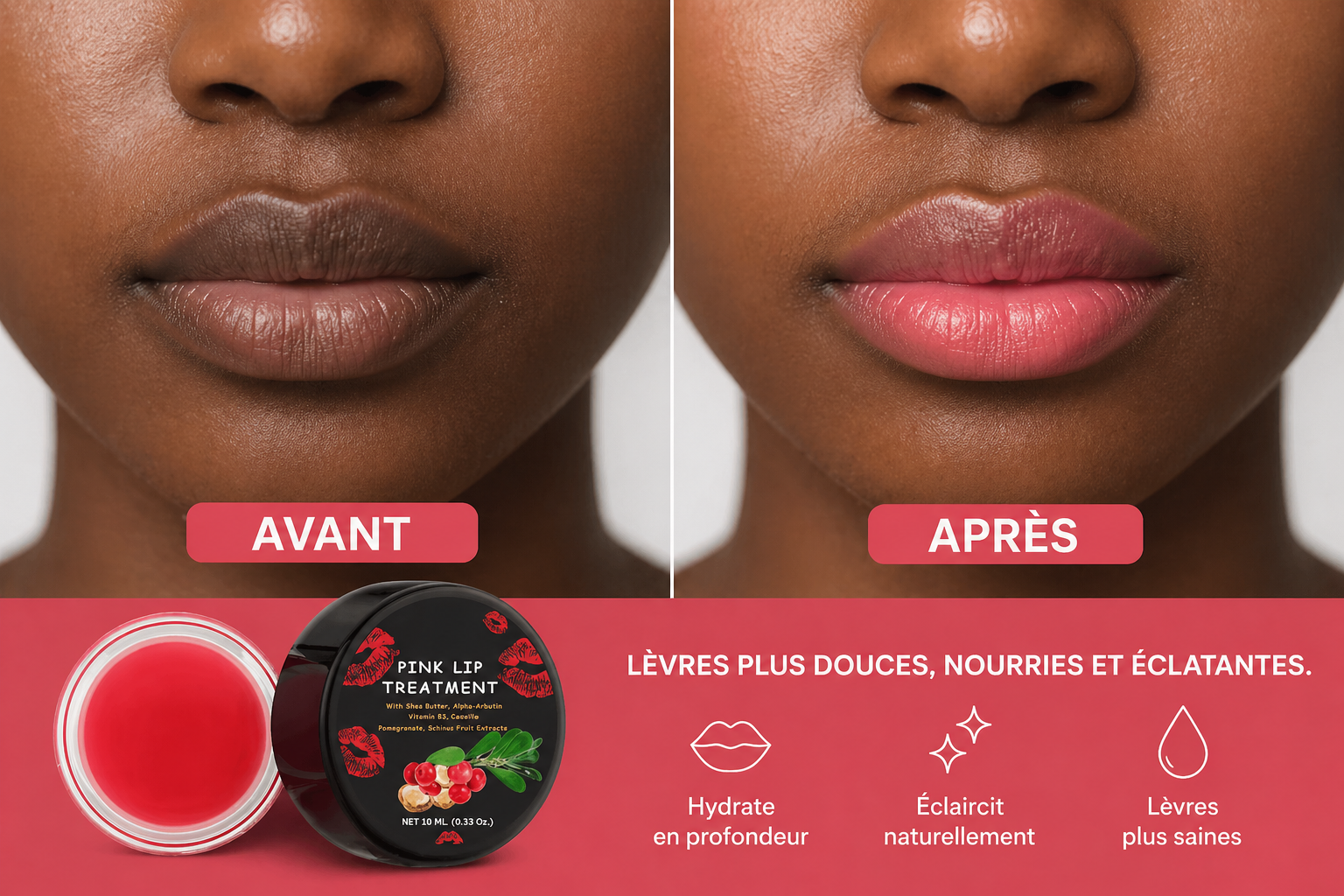 Baume Lèvres Rosées – Élimine les lèvres noircies en douceur 💋